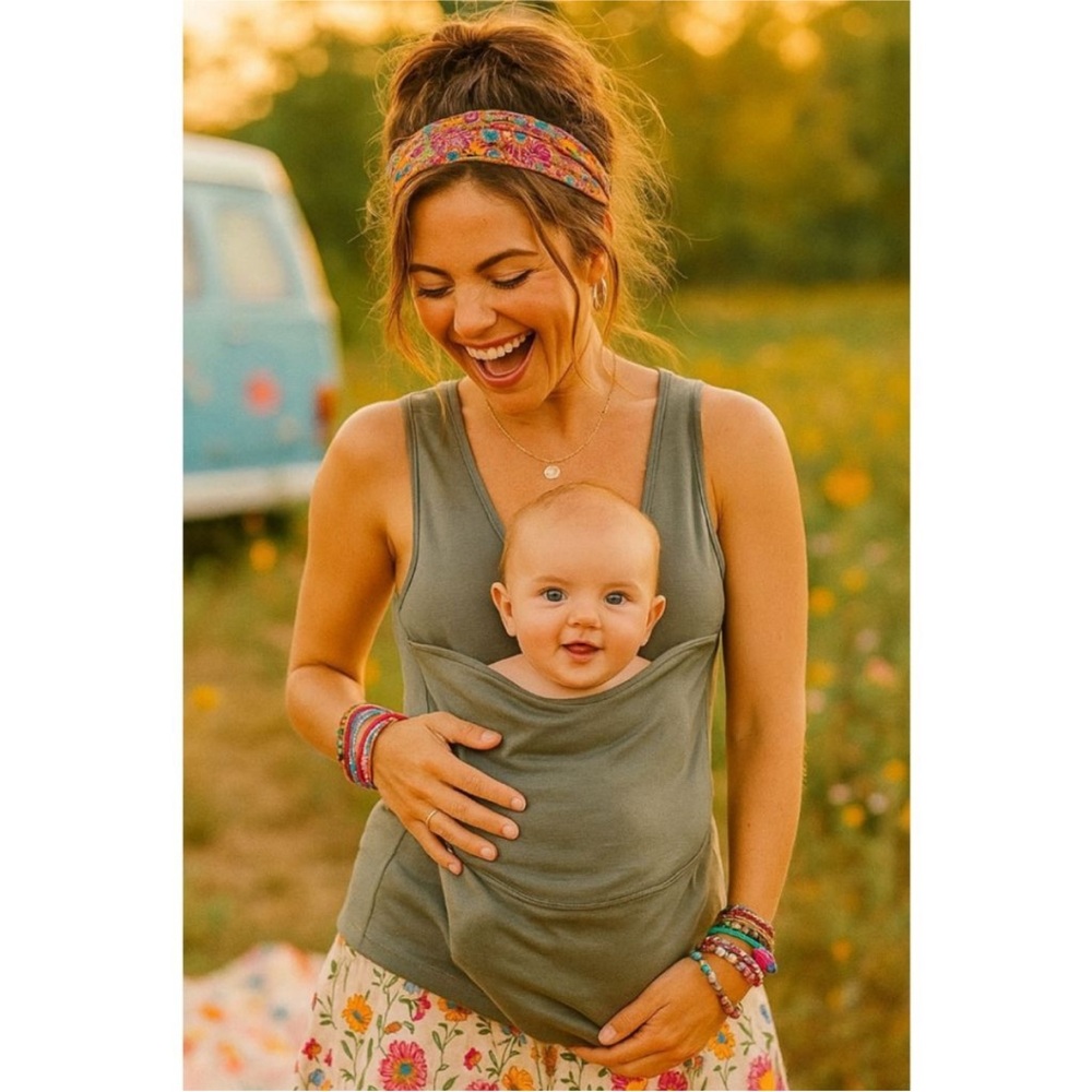 Lalabu Soothe Baby Carry Sleeveless Shirt size M in‎ Fern Green